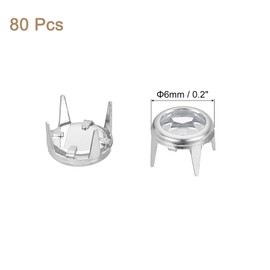 uxcell 80 Pcs Rhinestone Studs, 6mm Round Rivets Crystal Claw Beads Nailhead Punk Spikes Decorative Rivets for DIY Leather Craft Fabric Clothes Belt Bag Shoes Accessories, Silver/White