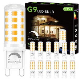 DAYBEETER 12 Pack Dimmable G9 LED Bulb 4W (40 Watt Equivalent), 2700K Soft Warm White, G9 Halogen Bulb T4 G9 Bi-pin Base Light Bulbs for Chandelier,120V 450LM 360 Beam Angle No-Flicker G9 Bulb