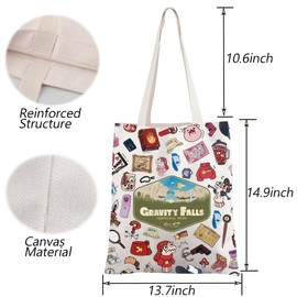 Gravity Cartoon Characters Inspired Tote Bag Twins Pines Mysteries Shack Shoulder Bag (Gravity F UK 2)