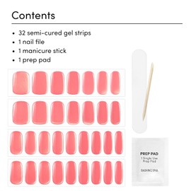 Dashing Diva Glaze Nail Strip Set - Grapefruit Gone Wild - Long Lasting, Chip Resistant, Semi-Cured Gel Nail Strips - Summer Gel Set - 4-Piece Manicure Kit with 32 Strips