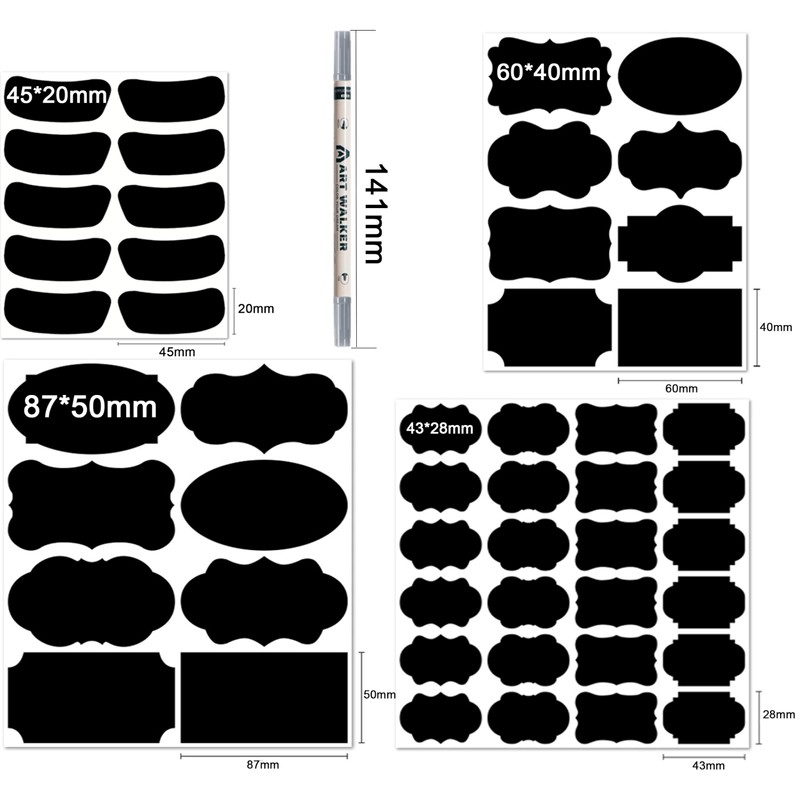 Chalkboard Labels-500Pcs Black Removable Labels(Irregular Shapes) for Jars,Storage Bins,Food Containers