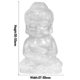 mookaitedecor Clear Quartz Crystal Baby Buddha Statue, Healing Crystals Small Buddhism Gift Buddha Ornament for Home Office Decor Pocket Lucky Charm Stone Good Luck Crystal Feng Shui Decoration