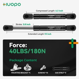 C16-18233 HUOPO 10 Inch Gas Strut, 40Lb/178N Gas Springs Lift Support, c16-09322 Shocks for RV Cabinet Door Truck Toolbox Lids, Replacement for Weather Guard Tool Box Parts, 2 Packs