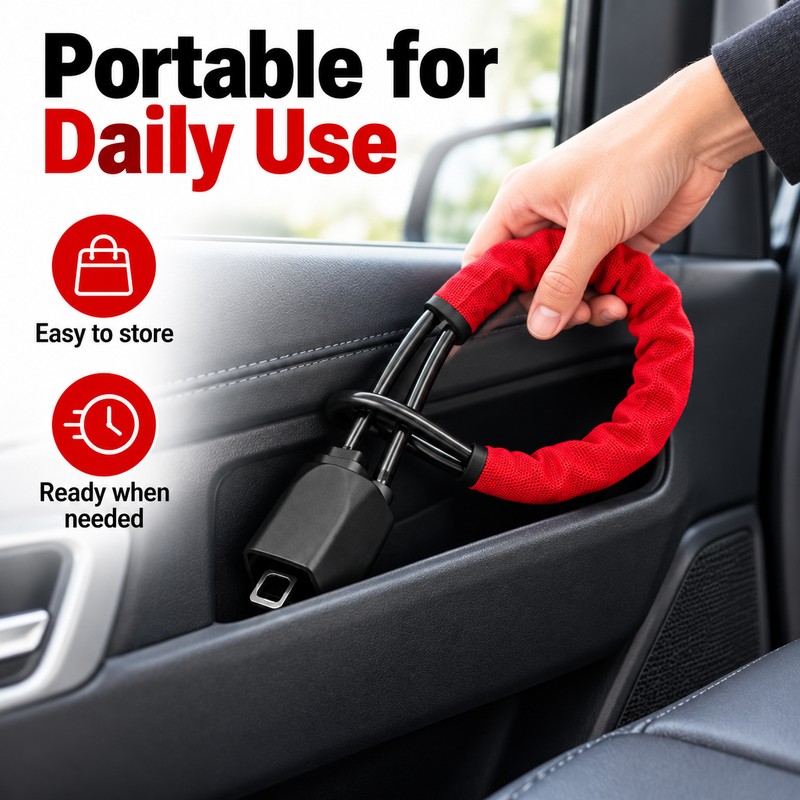 Steering Wheel Lock for Vehicle Security – ABS & Steel