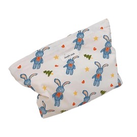 JANKOW Cosmetic Bags, Floral Makeup Bag, Large Cotton Travel Makeup Bag, Flower Makeups Organizer for Valentine's Day Gift for Women(Bunny Blue)