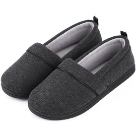 EverFoams Women's Cosy Memory Foam Slippers, Lightweight Terry Towelling Low Shoes with Non-Slip Rubber Sole, black