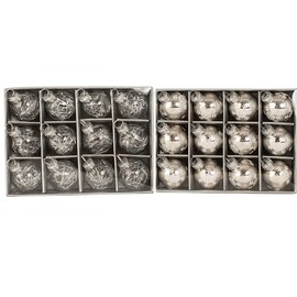 Geschenkestadl 24 Weihnachtskugel Glas Silber glänzend Schneeflocke Lametta Christbaumschmuck Ø 3 cm Baumschmuck Anhänger