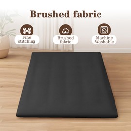 imflmats Zippered Japanese Floor Futon Mattress Cover Full Size 82" L x 56" W Foldable Floor Mattress Washable Tatami Mattress Cover Black