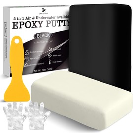 Epoxy Putty - 12oz 2 Part Strong Formula, Ceramic Repair for Cracks, Filling & Epoxy Sculpt - for Metal, Concrete, Plastic, Ceramics - Fast, Durable Concrete Crack Repair & Plumbers Putty (Black)