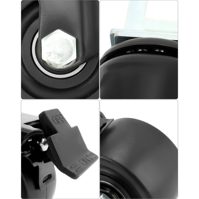 QWORK Storage Rack Caster Wheels, 4 Pack 3" Heavy Duty