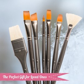 Professional Artist Paint Brush Set. Paintbrushes for Acrylic Oil Watercolor Gouache Painting. 15pc Painting Brushes for Canvas with Case.