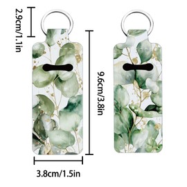 FREEBLOSS 2Pcs Chapstick Holder Keychain Eucalyptus Leaf Lip Balm Keychain Holder Chap Stick Holder with Clip Lip Balm Sleeve Pouch Lipstick Lip Gloss Holder for Women Gift