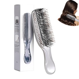 Hair Brush, Cushion Brush, Scalp Brush, Comb, Anti-Static, Blow Brush, Tangle Free, Shiny Brush, Anti-Static, Hair Brush, Smooth & Wet Use, Unisex, Birthday Gift (Silver)