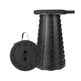 Portable Telescopic Stool - Lightweight Yet More Sturdy with Load Capacity 396 LB, Retractable Plastic Foldable Collapsible Stool for Camping Fishing Hiking BBQ -2nd Generation Folding Stool (Black)