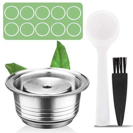 CAPMESSO Coffee Capsule, Reusable Vertuoline Pod Refillable Vertuo Capsules Stainless Steel Compatible with Nespresso Vertuoline GCA1 and Delonghi ENV135 (8OZ(Coffee Cup)+10 Silicone Rings)