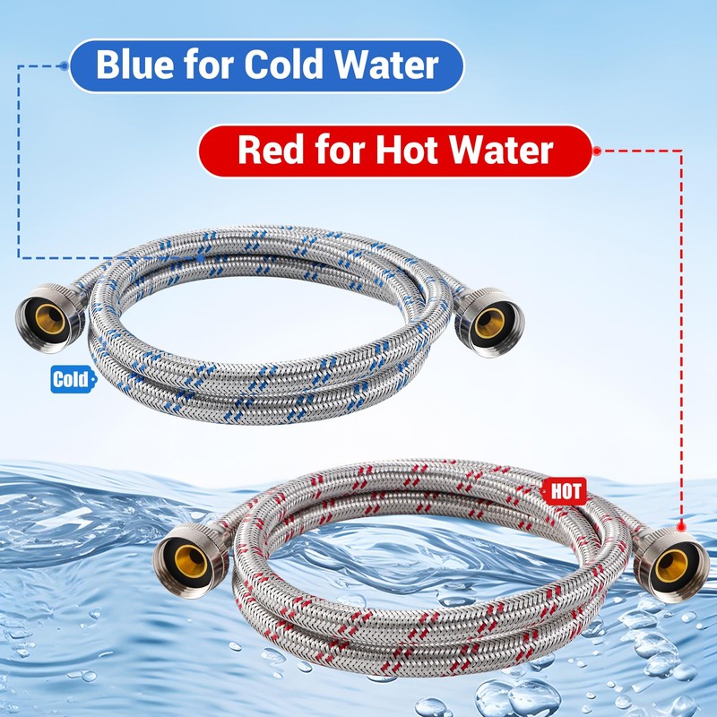 Yejesiy 4 Ft Washing Machine Hoses, 2 Packs Premium Stainless