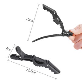 Pack of 24 Section Clips, Hairdresser, Plastic Hair Clips, Professional Crocodile Hair Clips for Salon Hairdresser (Black)