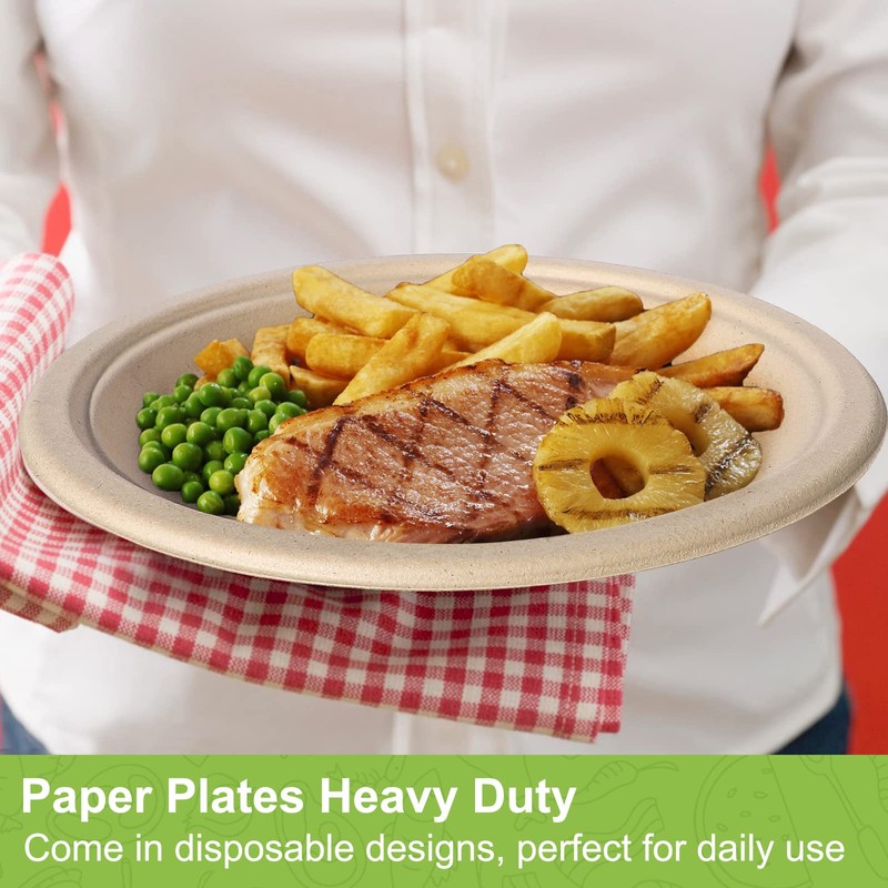 GREENESAGE Paper Plates 10 inch, 100 Pack Paper Plates Bulk,