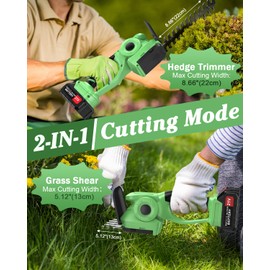 21V Cordless Hedge Trimmer, 2-in-1 Electric Handheld Shrub Trimmer with Long & Short Blades, Rechargeable Battery for Garden, Yard, Lawn Pruning, for Gardening Enthusiasts