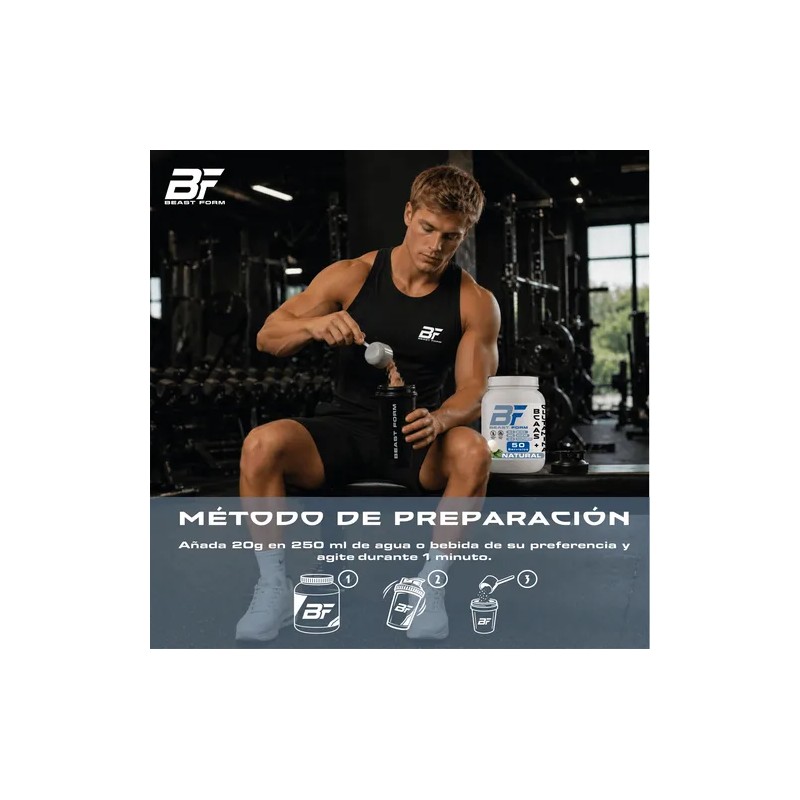Aminoácidos Bcaas Glutamina Beast Form 1kg De 50 Serv.