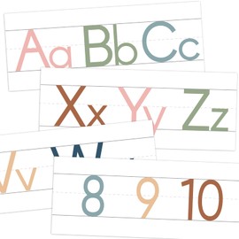 12 Pieces Alphabet Line for Classroom Wall Boho Manuscript Alphabet Line Bulletin Board Set ABC Banner and Number Border Posters for Classroom Decor