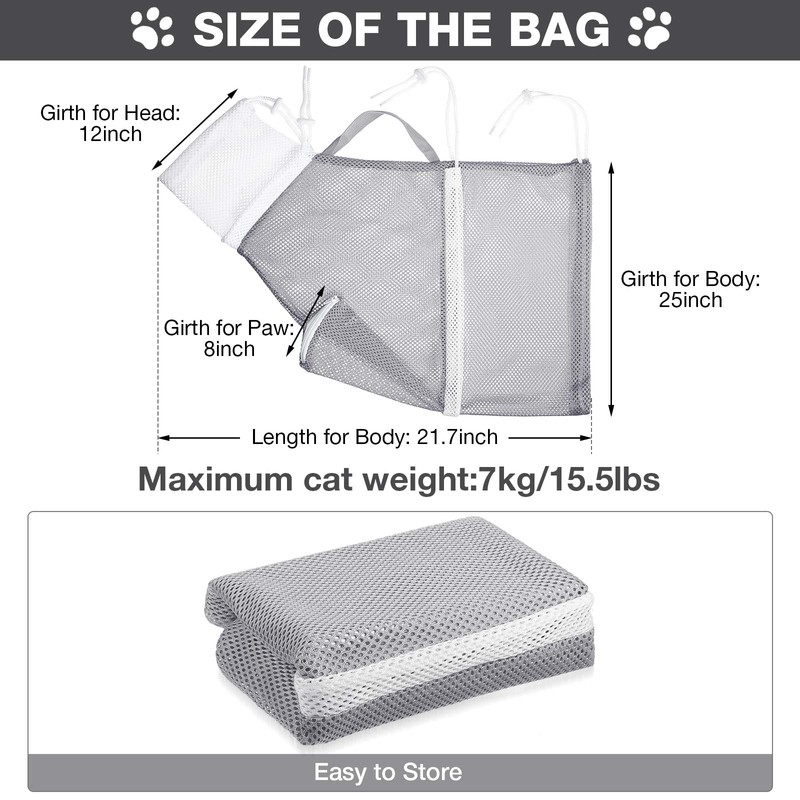Cat Shower Net Bag Grooming Bathing Adjustable Washing Bag Multifunctional