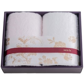 Imabari Towel Gift sara-la (Sarara) Irodori- Face Towels, 2 Pieces, Pink/White, Made in Japan