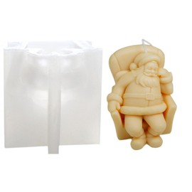 Sleepy Santa Claus Candle Mold Napping Sitting Saint Nicholas Silicone Mold for Soap Soy Wax Epoxy Resin DIY Handcraft Party Dinner Ornaments Wedding Christmas Decoration