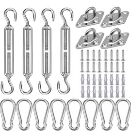 WAIZHIUA 32Pcs M6 Awning Attachment Set, Heavy Duty Sun Shade Sail Fixing Kit Stainless Steel Sun Sail Hardware Kit for Garden Rectangle Square Triangle Awning Canopy Sunscreen