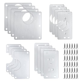 12 Pieces Hinge Repair Kit, Stainless Steel Repair Piece for Side Hinge Plate with Screws, Kitchen Repair Plate for Cupboard, Home Furniture, Drawer, Boxes, Window