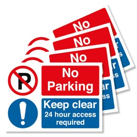 Punkcards - 4 x No Parking Keep Clear - 24 hour access required - Safety Sign - Warning Sign - A4 210mm x 297mm 3mm Foamex - Outdoor or Indoor Use - Manufactured in UK