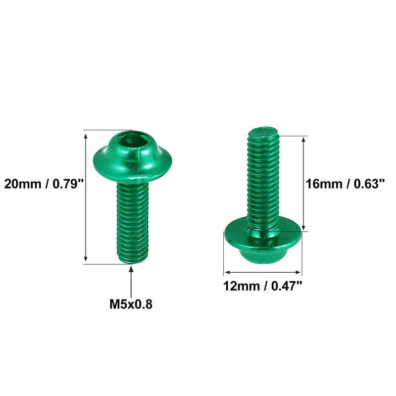 Motoforti 20pcs M5 Motorcycle Windscreen Screw Fairing Windscreen Bolt Green