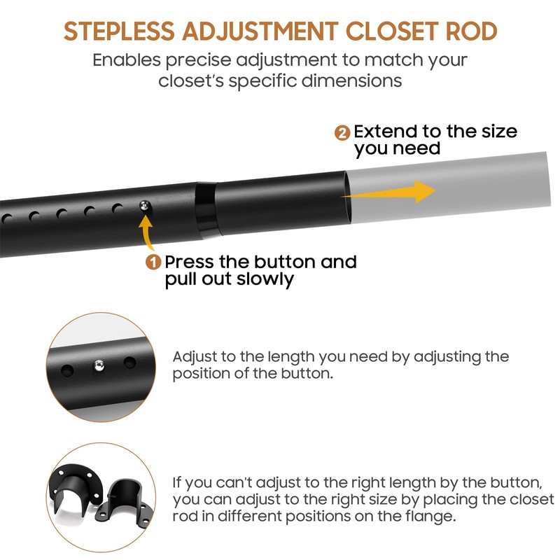 Adjustable Closet Rod, 16 to 86 Inche Closet Rods for