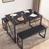 VECELO VECELO Kitchen Table with 2 Benches for 4, Wood