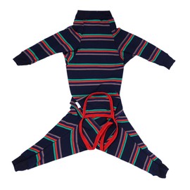 Dog Recovery Suit Autumn Fully Wrapped Prevents Licking Stretchy Breathable Pet Surgical Recovery Suit for Indoor Outdoor Dark Blue Color Strip S