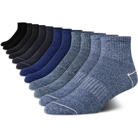 Nautica Mens Stretch Comfort Cushioned Athletic Quarter Socks With Moisture Control (12 Pack), Size 6-12.5, Navy/Blue/Gray