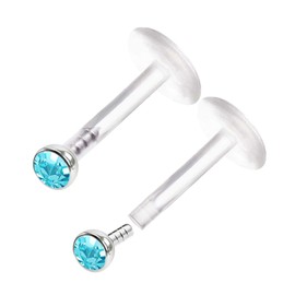 KJM Fashion Surgical Steel Labret Monroe 0.8 mm 20 g Lip Earrings Pack of 2, Acrylic