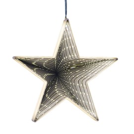 hellum LED Stern mit Infinity Effekt, Leuchtstern batteriebetrieben (3xAA nicht inkl.), Stern beleuchtet Ø19cm, Weihnachtsdeko innen, LED Stern Fenster, Stern beleuchtet für innen 576207