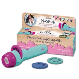 moses 38108 Small Slideshow Projector Torch for Children, with 24 Horse Motifs and Name Overview, 1 Torch, 3 Image Discs, 3 Button Cells