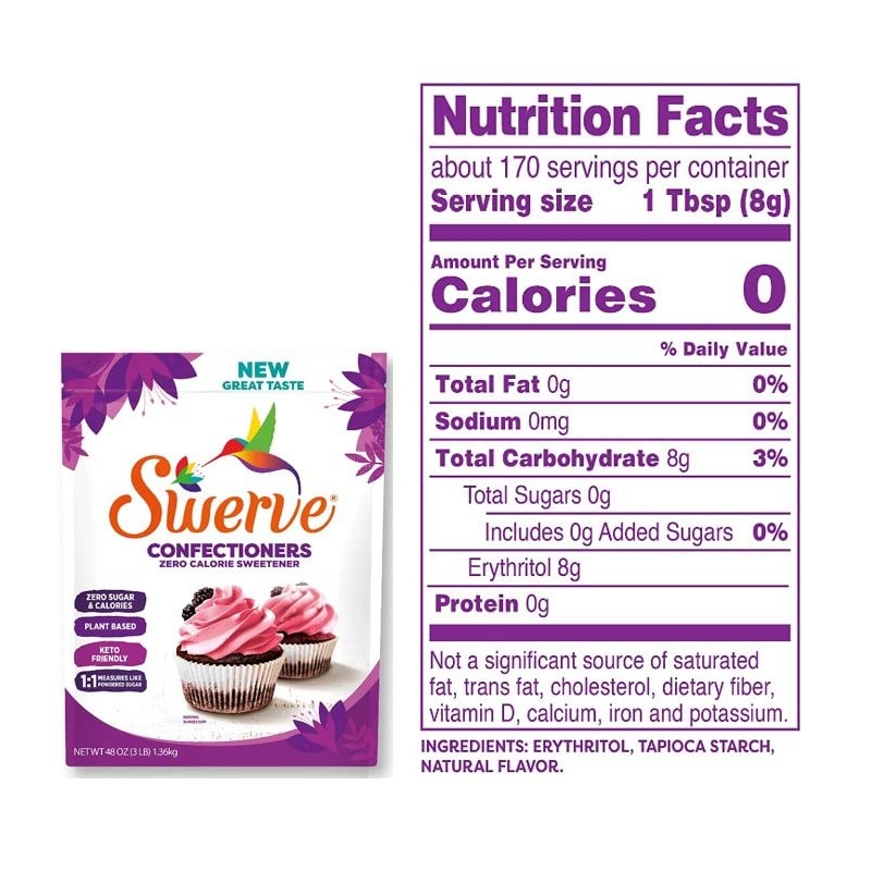 Swerve Ultimate Sugar Replacement Sweetener, Confectioners Sugar Substitute, Zero Calorie,