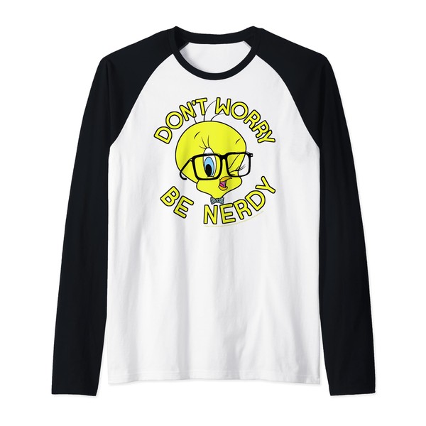 Looney Tunes Tweety Bird Don't Worry Be Nerdy Raglan Baseball