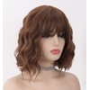 LEMEIZ Copper Brown Wigs for Women, Short Hair, Short Curly