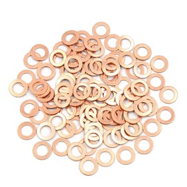 X AUTOHAUX 100pcs M8 x 13mm x 1mm Copper Flat Washer Sealing Gasket Ring for Screw Bolt Nut