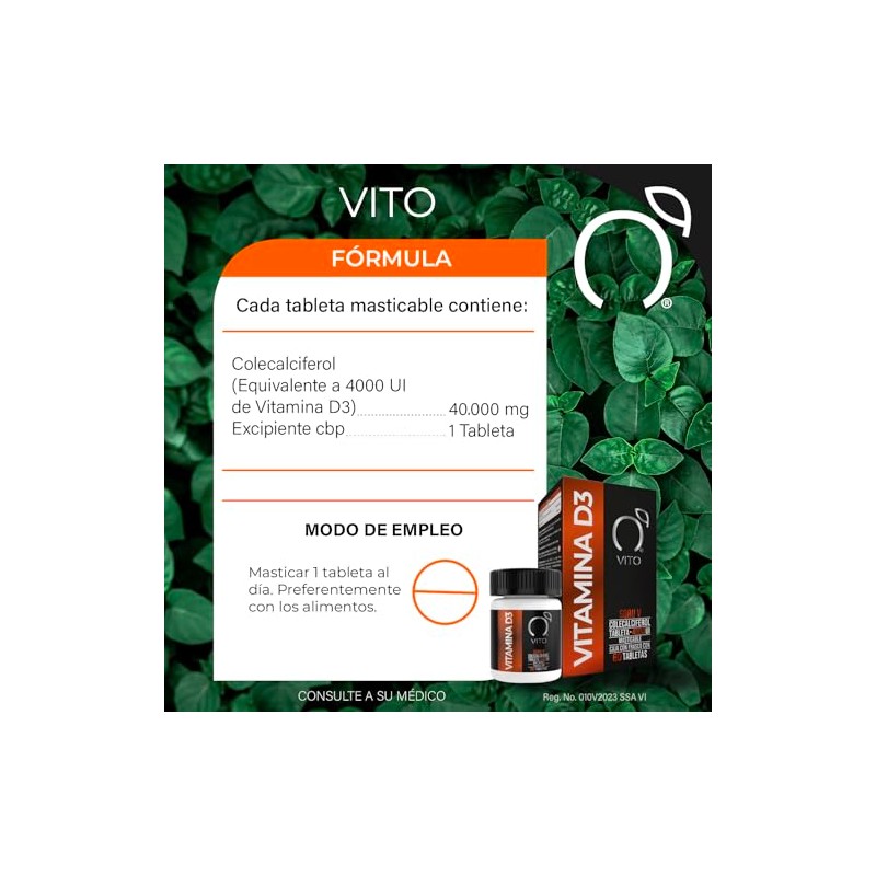Vito Vitaminas Totales Vitamina 000 Colecalciferol Alta Concentración Tabletas Masticables