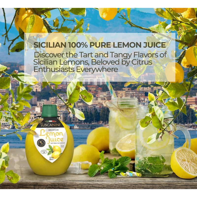 Tuscanini 100% Sicilian Lemon Juice, Not from Concentrate, 6.7oz Lemon