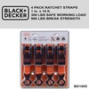 BLACK+DECKER BD1005 Black/Orange 1" x 10' Ratchet Tie Down Straps