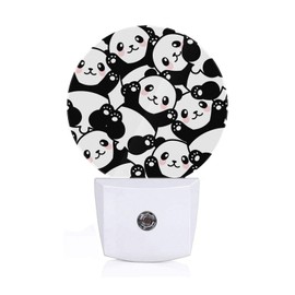 Axayaz Panda Night Light Cute Animal Black White Panda with Pink Blush Polka Dot On Face Plug in Night Lamp Auto Sensor Energy Efficient Dusk to Dawn LED Home Decor
