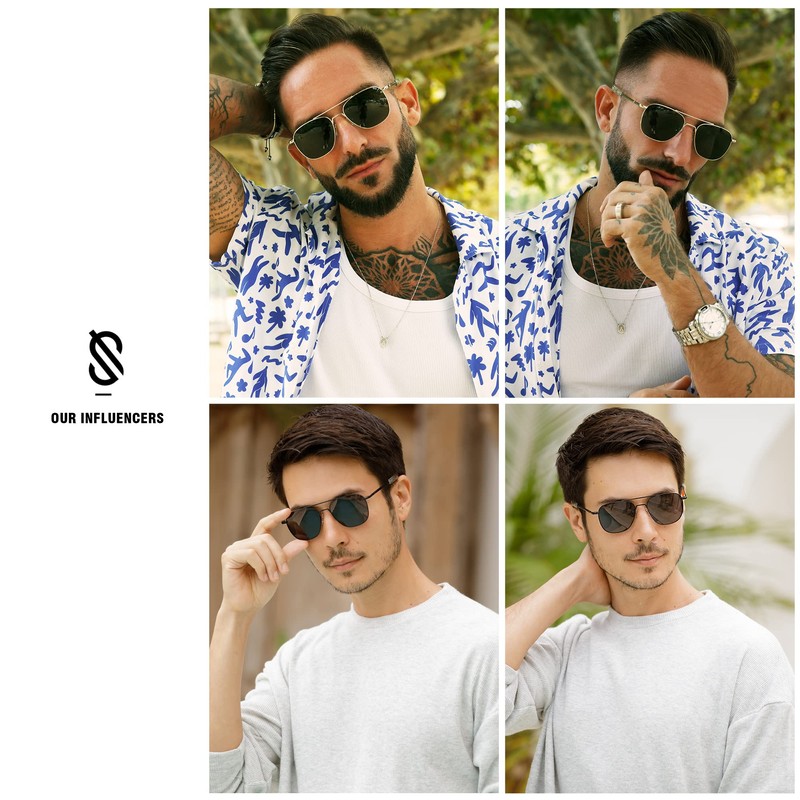 SOJOS Small Polarized Aviator Sunglasses for Men Women Classic Double