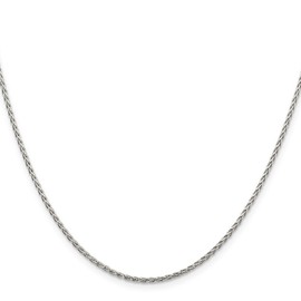 GlittersandGold Sterling Silver Rhodium-plated 1.5mm Diamond-Cut Spiga Chain Necklace