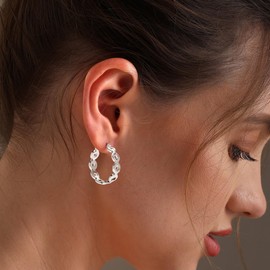 Charmsy 925 Sterling Silver Hoop Earrings for Women and Teens | Lightweight Small Hypoallergenic Click-Top Hoops Earring